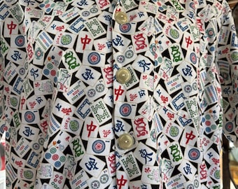 Mahjong Hawaiiaans shirt, 100% katoen, nieuw shirt