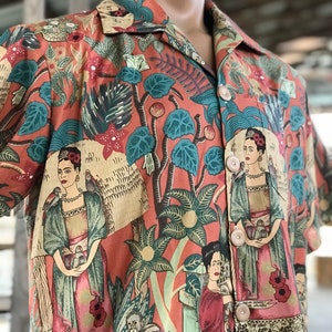 Mexican inspired Hawaiian shirt, Terra-cotta mens shirt, Casual Friday, Unisex image 3