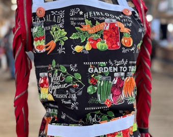 Canned vegetables apron, canning print, canning lover