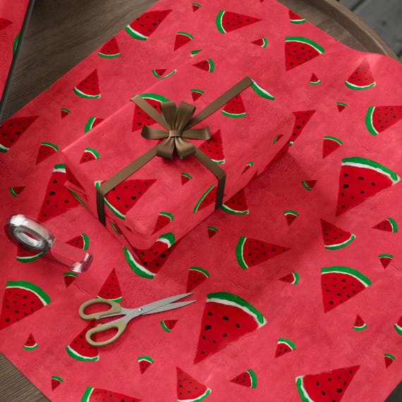 Rana’s Watermelons of Hope Illustrated Pink + Red Wrapping Paper - Child Artist from Gaza