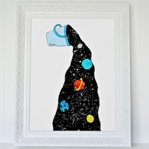 Rana's Pouring the Universe Art Print – Starry Galaxy Kids Room Decor - Artist from Gaza (Unframed)