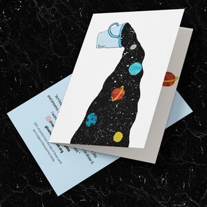 Rana's Pouring the Universe Illustrated Greeting Card Set | Galaxy Space Art Notes | Daughter of Gaza