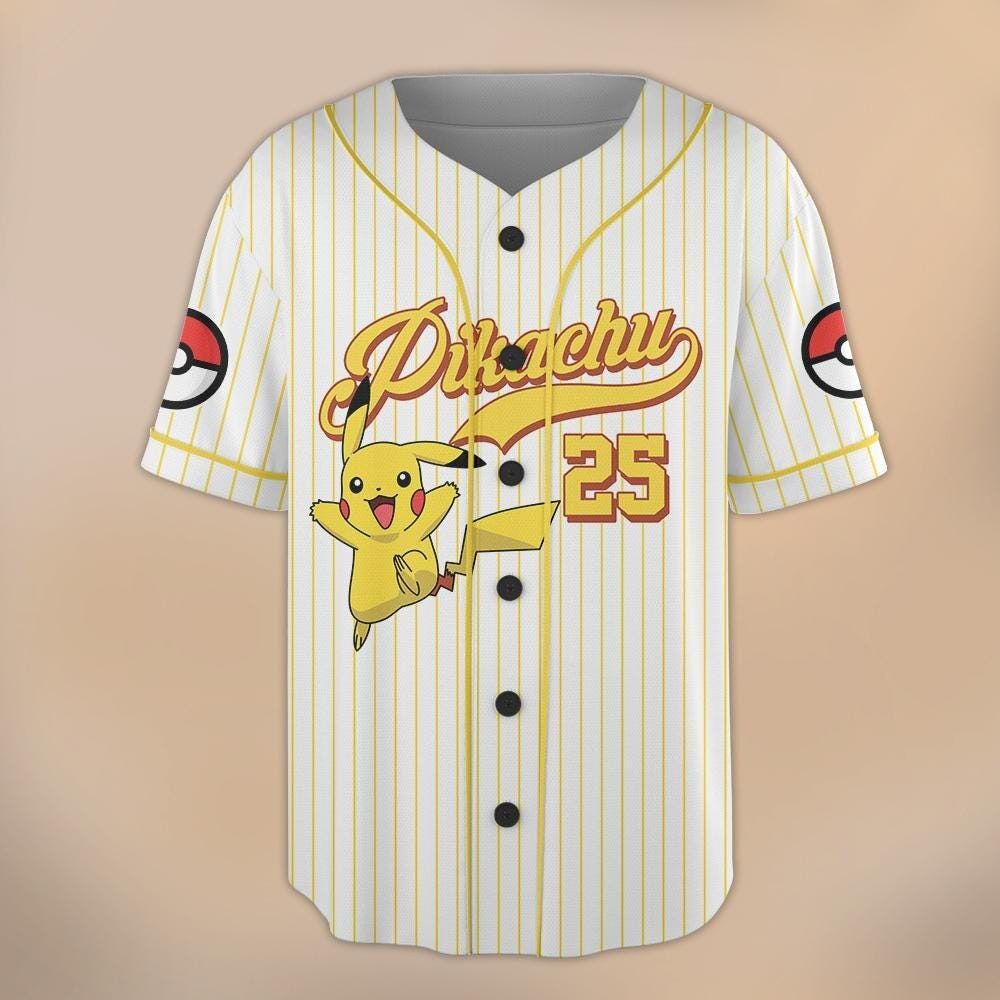 Discover Vintage Anime Baseball Print Jersey, Custom Name Number Game Top, Cute Retro Cartoon, Boy Girl Gift