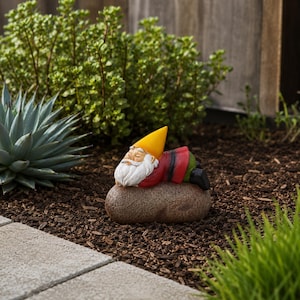 Garden Gnome Statue, Sleeping or Welcome Resin Dwarf Ornament, Whimsical Outdoor Yard Decor, Patio Flower Pot Accent