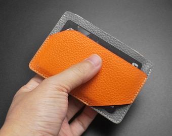 Porte-cartes fin en cuir - Portefeuille minimaliste avec poche pour billets