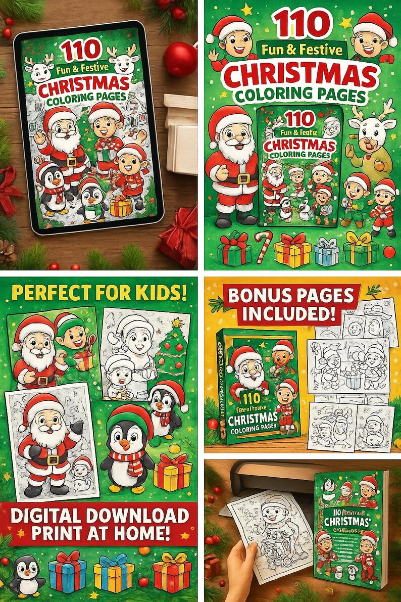 110 Fun & Festive Christmas Coloring Pages – Kids Holiday Activity Book ...