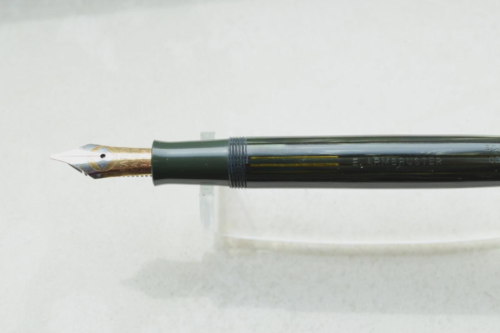 Vintage FABER-CASTELL 884 Green Stripe Fountain Pen, Original Gold