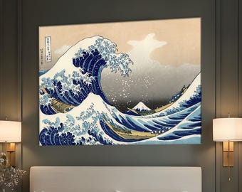 Wave off Kanagawa Canvas Print, Hokusai Japanese Art, Artistic Wall Painting, Japan Decor