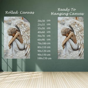 Abstract Angel Canvas Wall Art, Colorful Spiritual Painting, Guardian Angel Artwork image 7