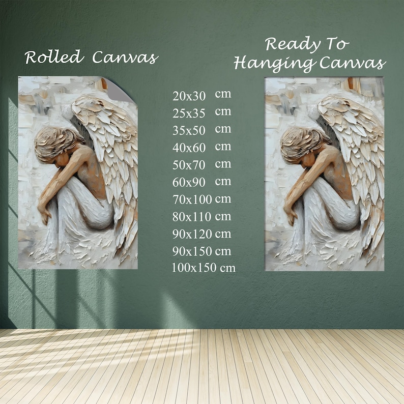Abstract Angel Canvas Wall Art, Colorful Spiritual Painting, Guardian Angel Artwork image 7