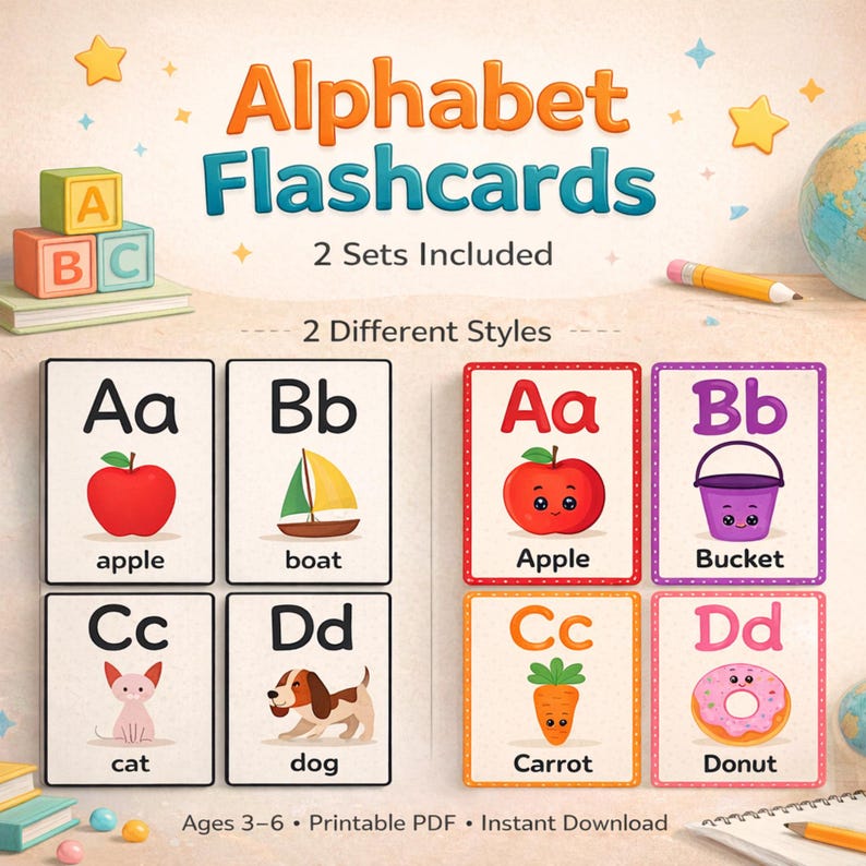 Flash Cards Text Alphabet Flashcards for Kids, Printable ABC Cards, Preschool Learning ...
