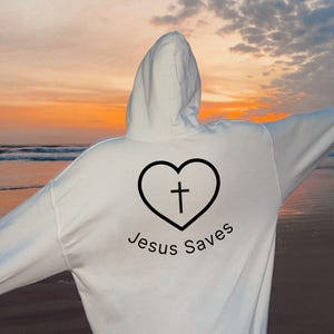 Jesus Errettet | Pullover für Anhänger | Glaube basierte Hoodies | Lieber Mensch Hinten