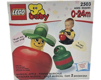 Vintage LEGO Baby 2503 Musical Apple Toy 2 Piece Set Retired Rare Duplo Rattle