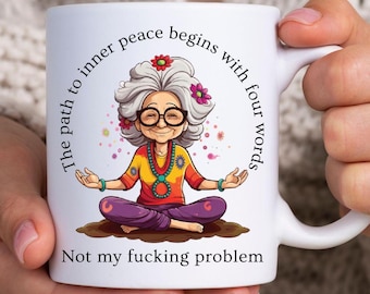Funny Meditation Ceramic Mug: Yoga Self Care Gift, Mum, Nana, Self Love, Mental Health