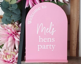 Hens Party Welcome Sign, Acrylic Table Sign, Bridal shower sign, hens wedding sign, bride to be,