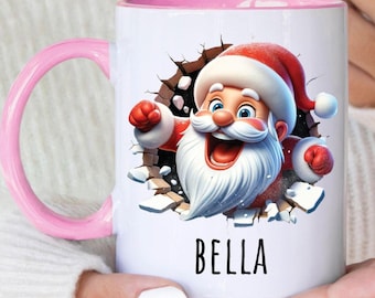 Personalised Christmas Santa Mug: Custom Name, Ceramic Keepsake Gift