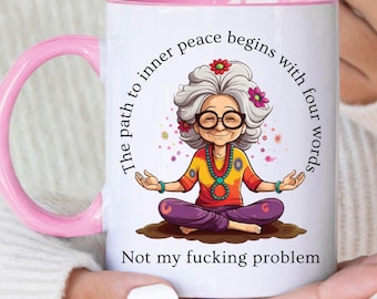 Funny Meditation Ceramic Mug: Yoga Self Care Gift, Mental Health, Divorced Gifts, Mothers Day