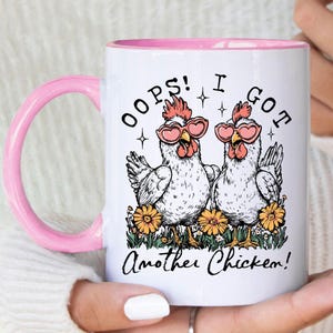 Funny Chicken Ceramic Mug: Boho Coffee Cup Gift for Chicken Lover
