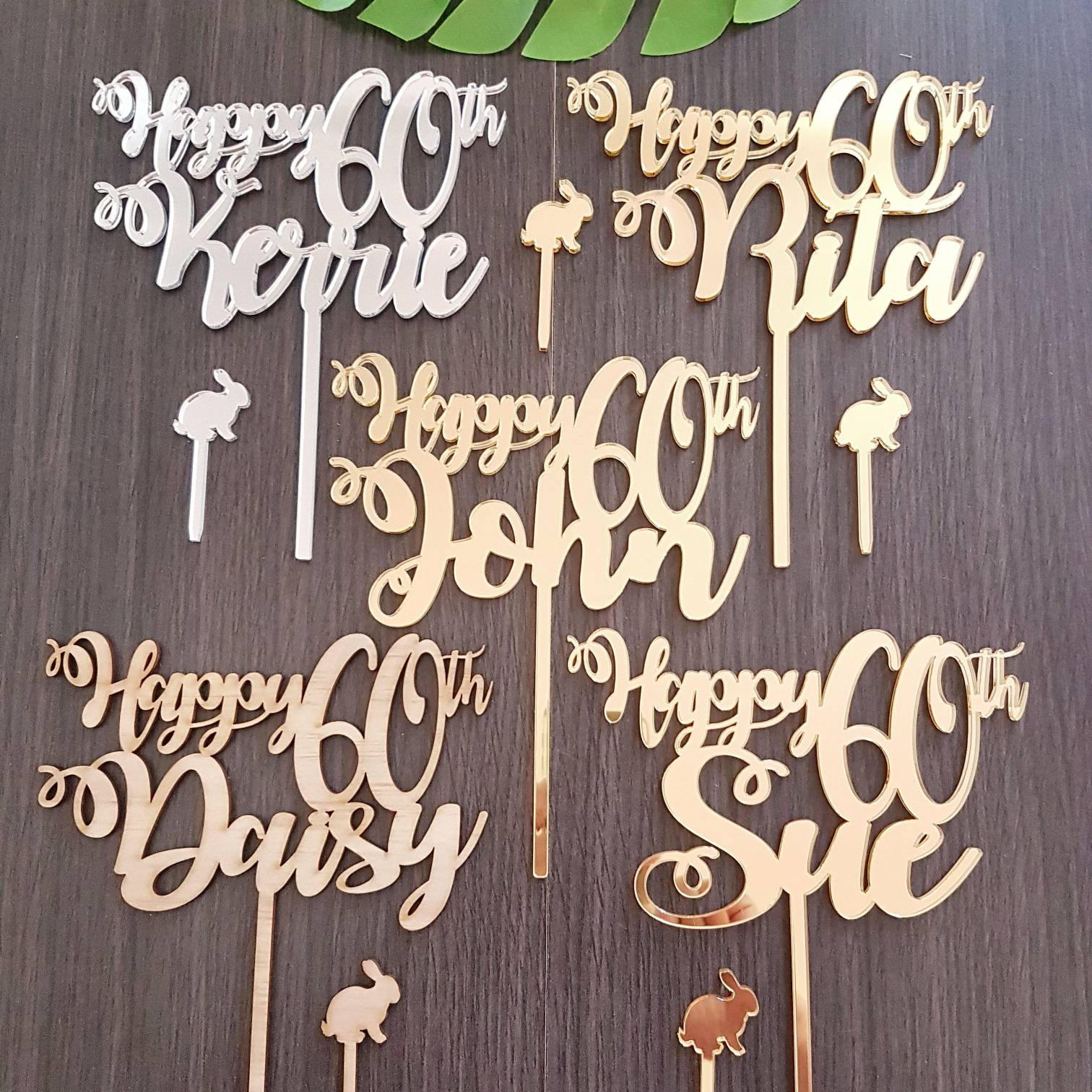 Individual Cake Topper Acrylic Black 10 13 16 18 21 25 30 40 50 60 70 80 90 100
