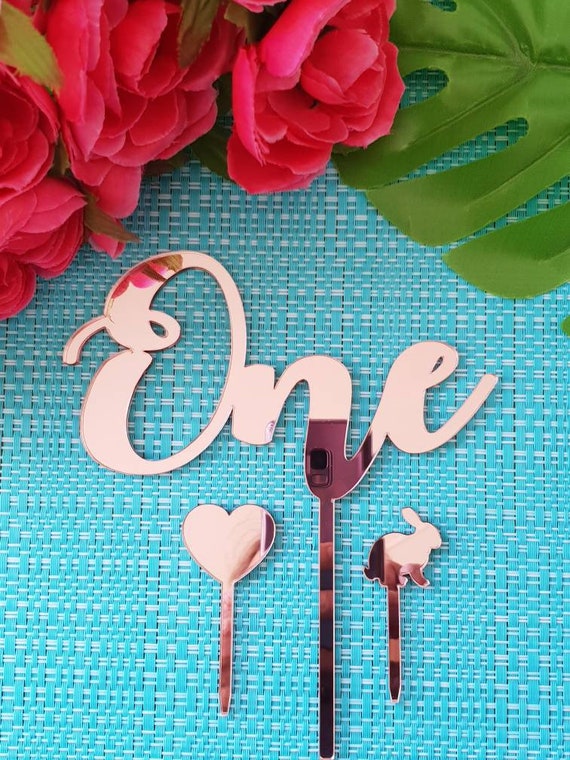Wood Or Acrylic One Cake Topper 1st Birthday Party Decorations Etsy