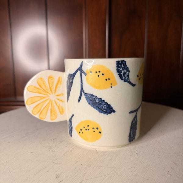 Lemon Grove Coffee Mug 13 oz Hand Painted