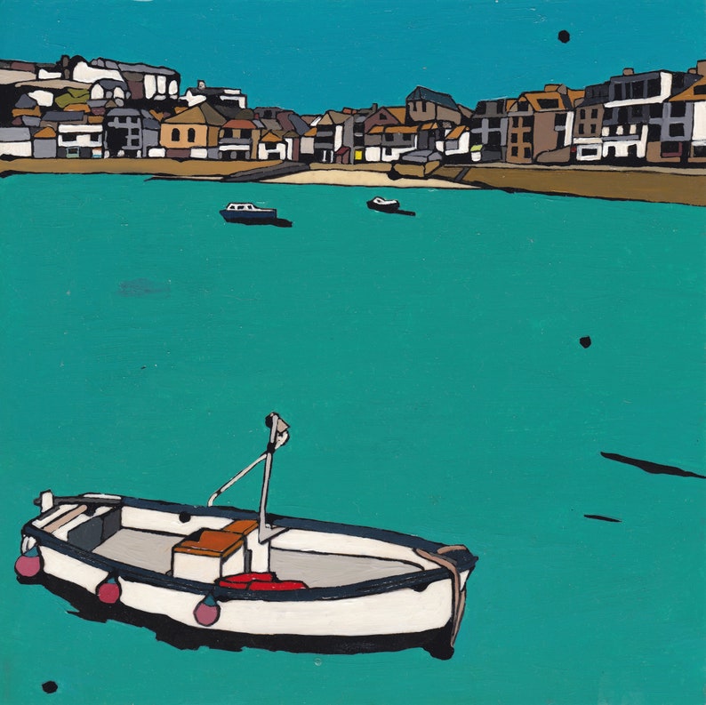 White Boat, St Ives Harbour, Fine Art Giclee Print image 1