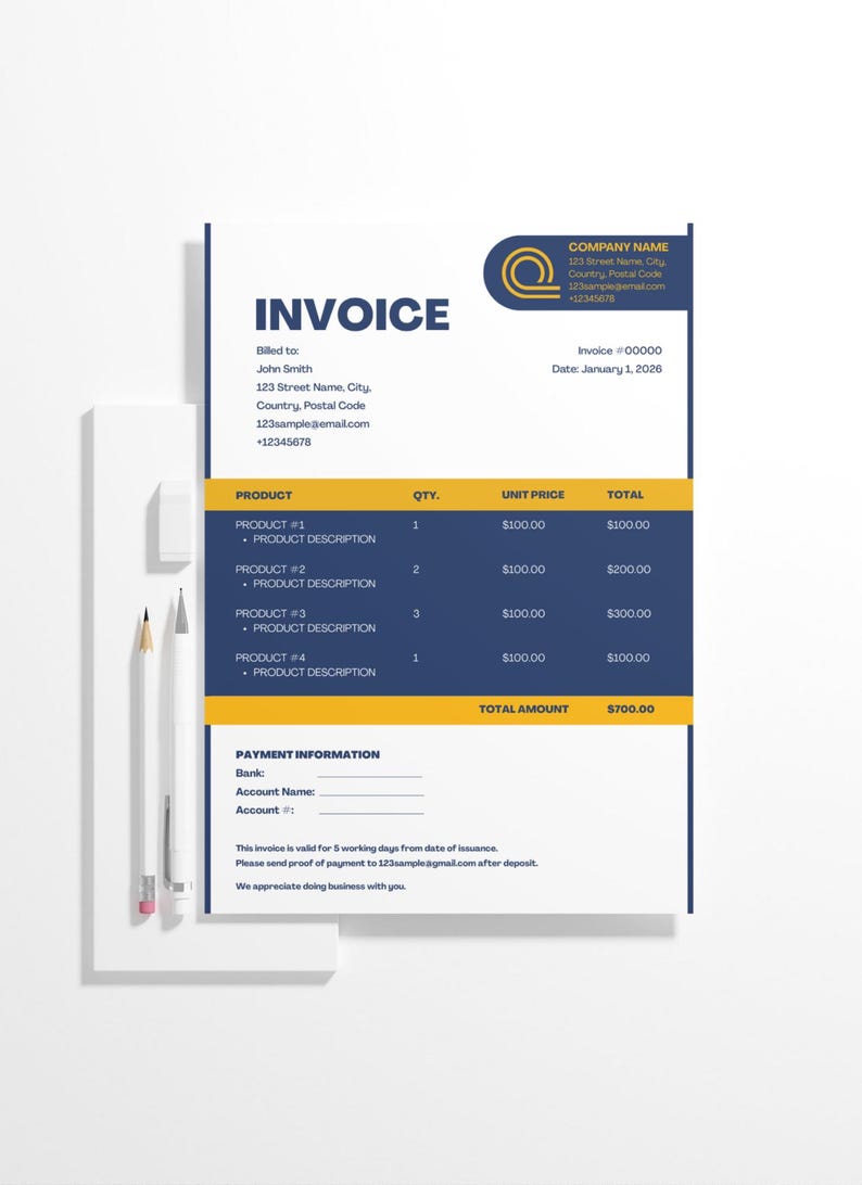 Modern Canva Invoice Template | Editable Small Business Billing Form (Digital Download) image 4