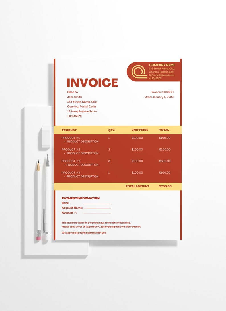 Modern Canva Invoice Template | Editable Small Business Billing Form (Digital Download) image 3