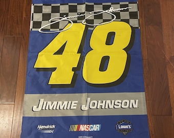 Bandera de carrera de NASCAR Jimmie Johnson #48 de Hendrick Motorsport, 2002, 73 x 101 cm