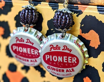 Purple Pioneer Bottle Cap Earrings