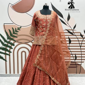 Orange Simmer Silk Lehenga Choli with Embroidery Sequence