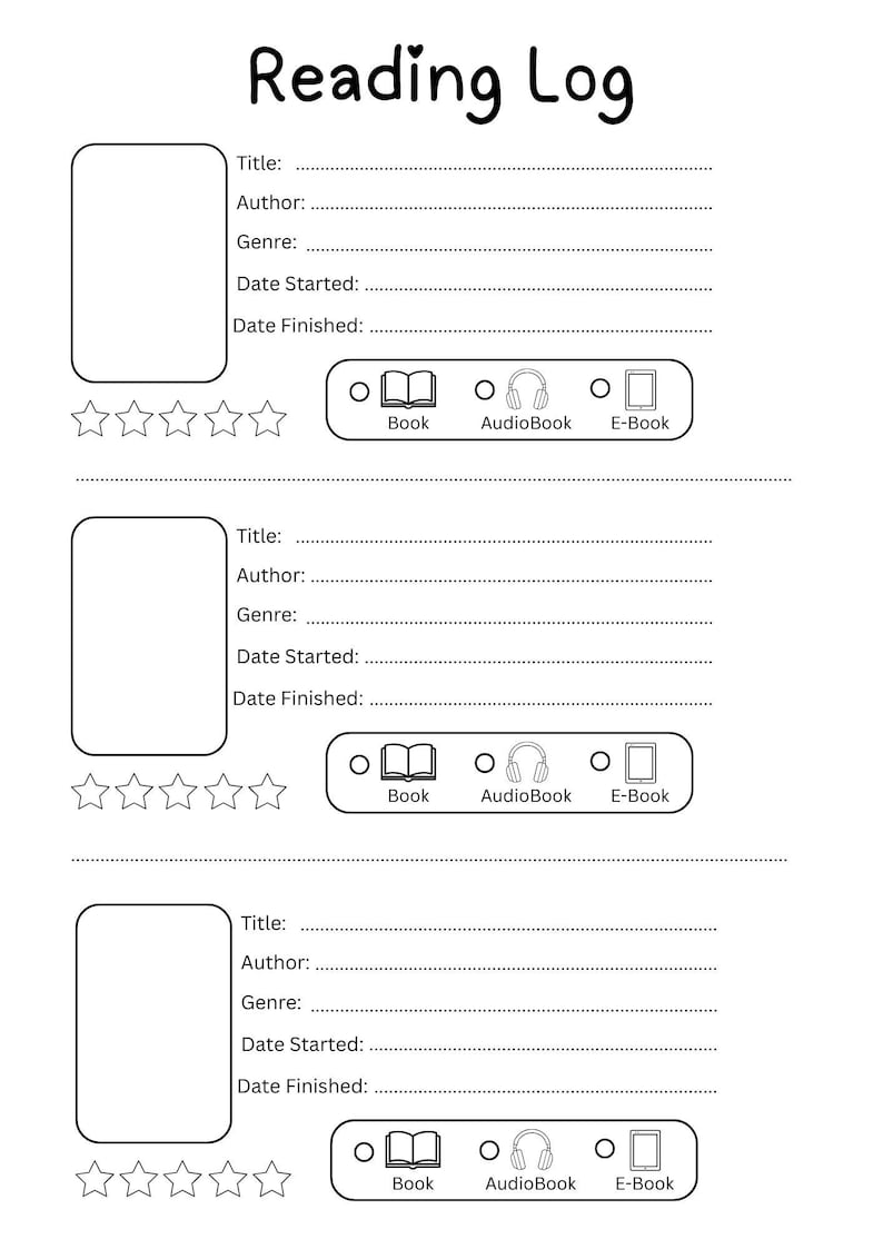 Reading Log Tracker / Book Review Template | Reading Journal Page ...