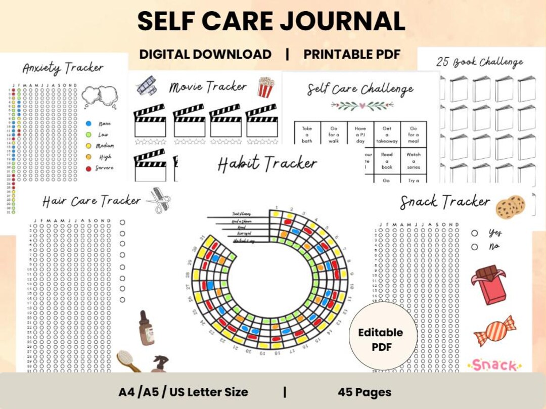 Self Care Journal PDF Printable | Wellness & Mindfulness Planner ...