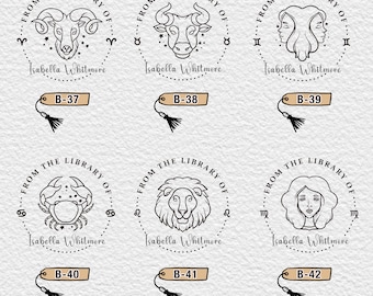 Personalized Zodiac Book Stamp Embosser, Custom From The Library Of Book Stamp, Ex Libris Stamp, Book Lover Gifts, Graduation Gift