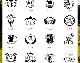 Gepersonaliseerde golfbalstempelset met hoesje, aangepaste naam en monogramstempel, uniek golfcadeau voor mannen, vader, golfer, kerstcadeau