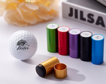 Aangepaste golfbalstempel met doos: gepersonaliseerde roestvrijstalen zelfinktende markering met inkt