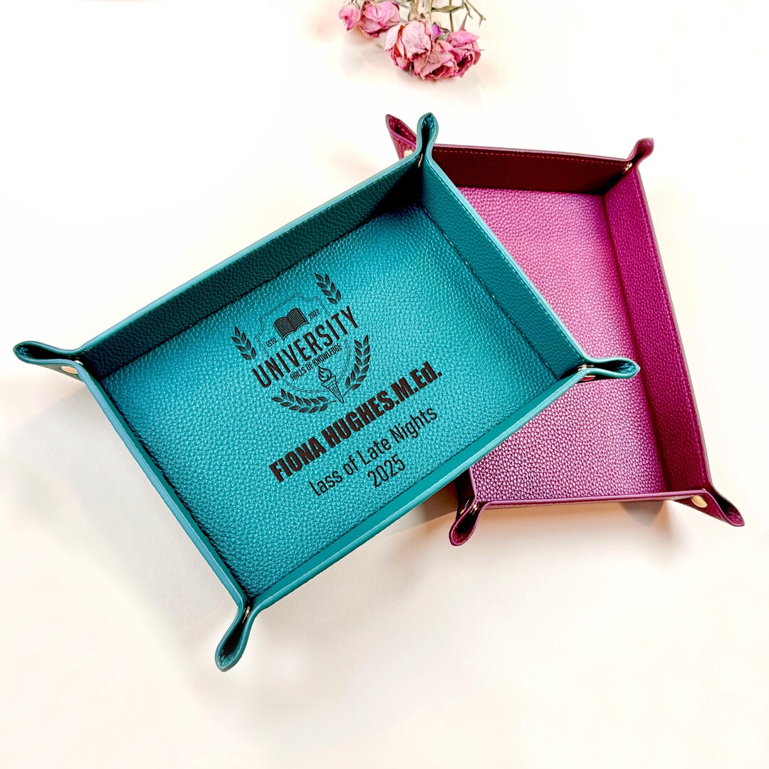 Personalized College Logo Leather Tray, Custom Engraved Name Tray for ...
