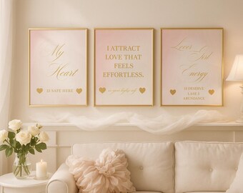 The Lover Girl Collection – Set of 3 Digital Wall Art Prints | Romantic Decor for Black Women | Self Love + Soft Life Aesthetic Bundle