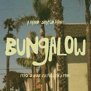 Bungalow Hand-Drawn Surf Font | Organic Display Typeface | Coastal & Retro Font Digital Download