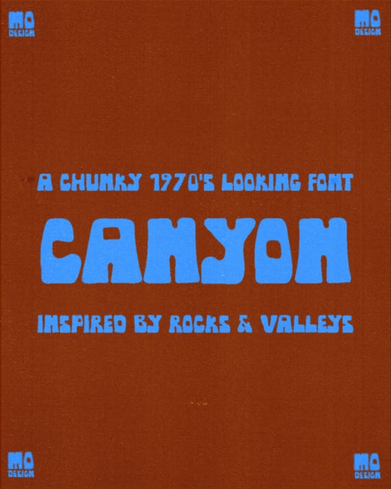 Canyon Hand Drawn Font | Bold Western Display Typeface | 70s Retro Desert Lettering
