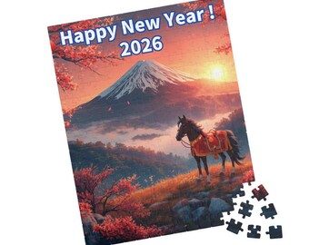 Happy New Year 2026 Mount Fuji Horse Puzzle | Scenic Landscape Jigsaw | Power spots and horse art