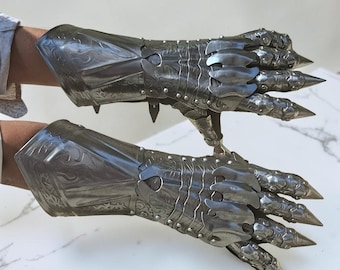 Nazgul Etched Gauntlet – Dark Lord Armor Glove | LOTR Inspired Cosplay & Display