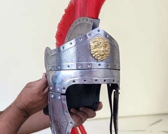 Roman Centurion Helmet – Silver Finish Imperial Armor Replica for Display & Costume