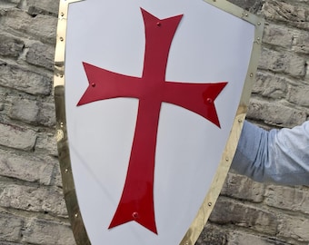 Medieval Crusader Shield | Red Cross Knight Templar Replica Cosplay Prop Shield