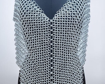Haut en cotte de mailles en aluminium fabriqué à la main pour femme - Déguisement guerrière médiévale-fantastique