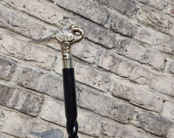 Hercule Poirot Style Swan Head Walking Cane | Vintage Brass Handle Gentleman’s Cane
