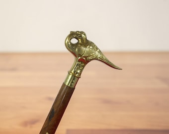 Hercule Poirot Style Swan Head Walking Cane | Vintage Brass Handle Gentleman’s Cane