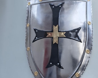 Templar Crusader Shield – Black Cross Medieval Knight Replica for LARP, Cosplay