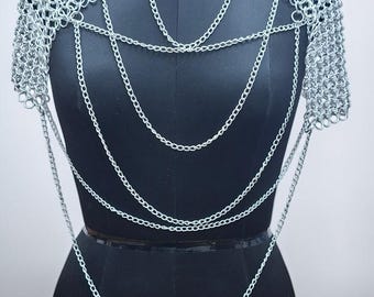Medieval Fantasy Chainmail Dress – Women’s Armor Top for Viking & Warrior Cosplay