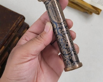 Vintage Style Brass Kaleidoscope with Marble Eyepiece | Decorative Gift Item